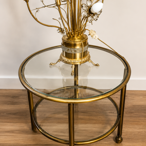 Lampara Swarovski, 15 luces tipo árbol de bronce con cristales en flor, altura 140 cm x 60 de ancho